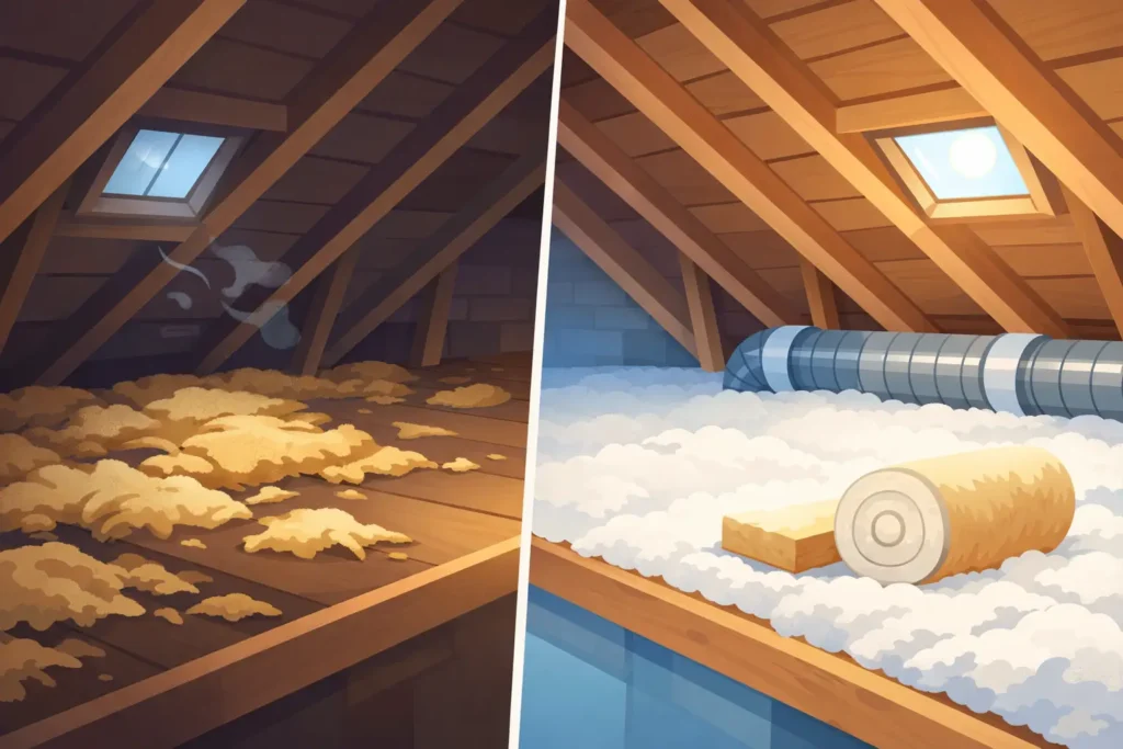 Attic Insulation Before and After Results