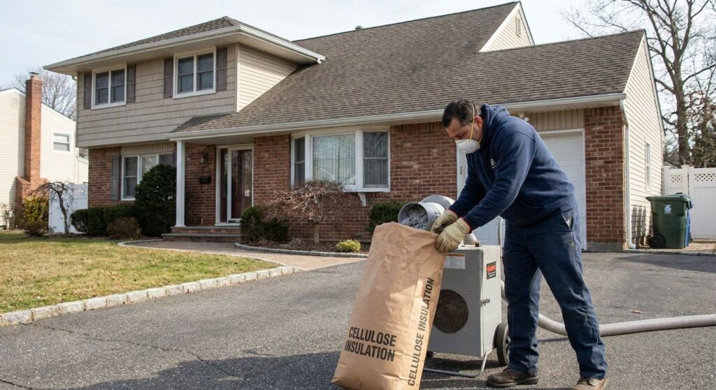 Cellulose insulation for Long Island split-level homes