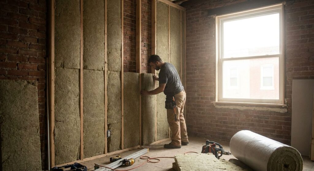 Soundproof insulation for row houses