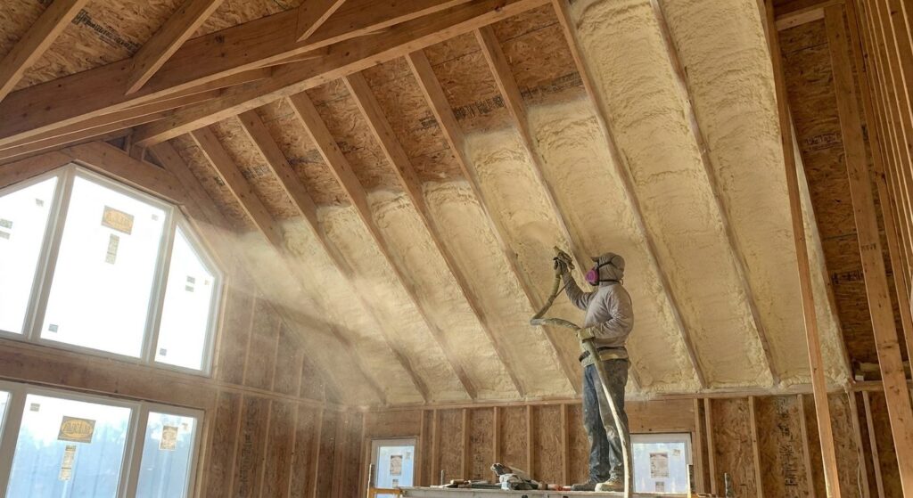 Spray foam insulation for cathedral ceilings
