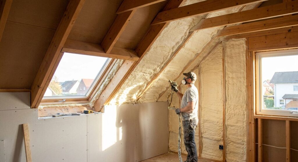 Spray foam insulation for finished attics
