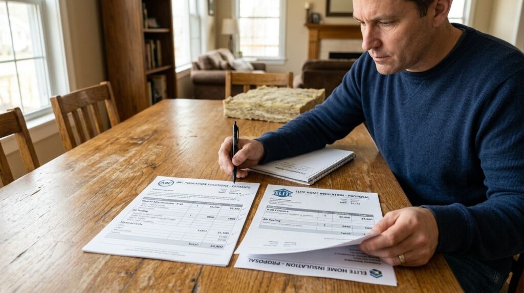 How to compare insulation contractor estimates line by line
