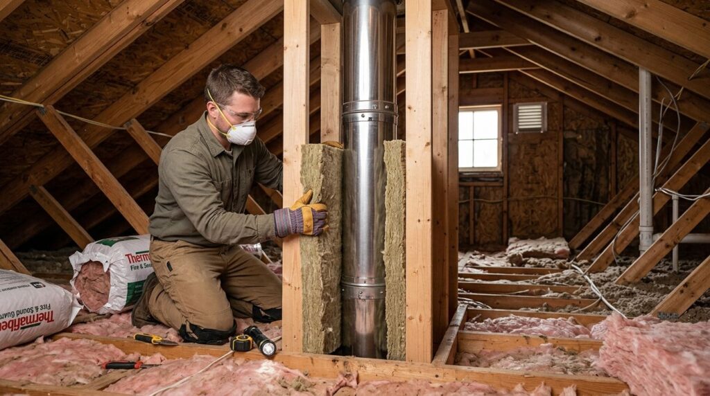 How to insulate around a chimney chase safely