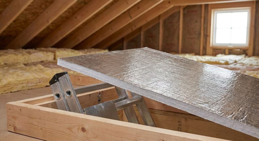 Insulation for attic access hatches and pull-down stairs