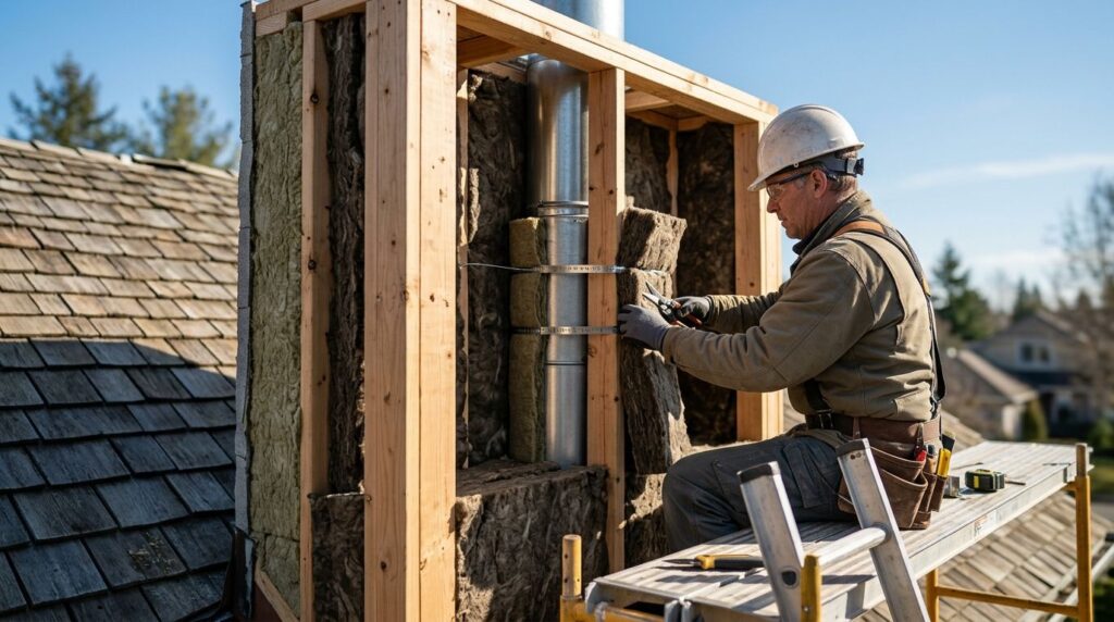 Insulation for chimney chases and flue surrounds