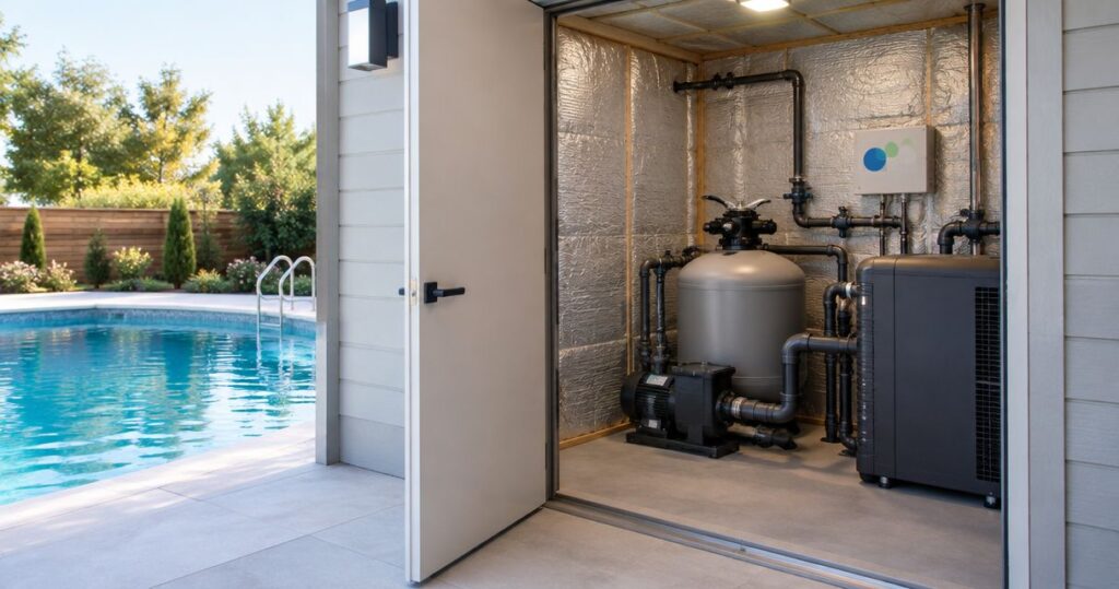 Insulation for homes with in-ground pools and pool equipment rooms