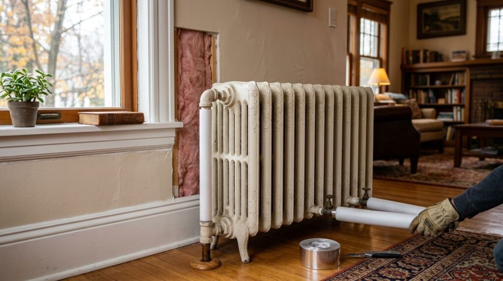 Insulation for homes with steam heat and cast iron radiators