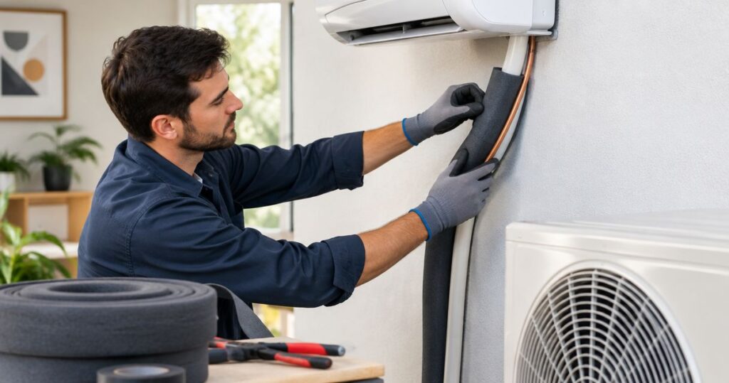 How to connect insulation to a ductless mini-split system